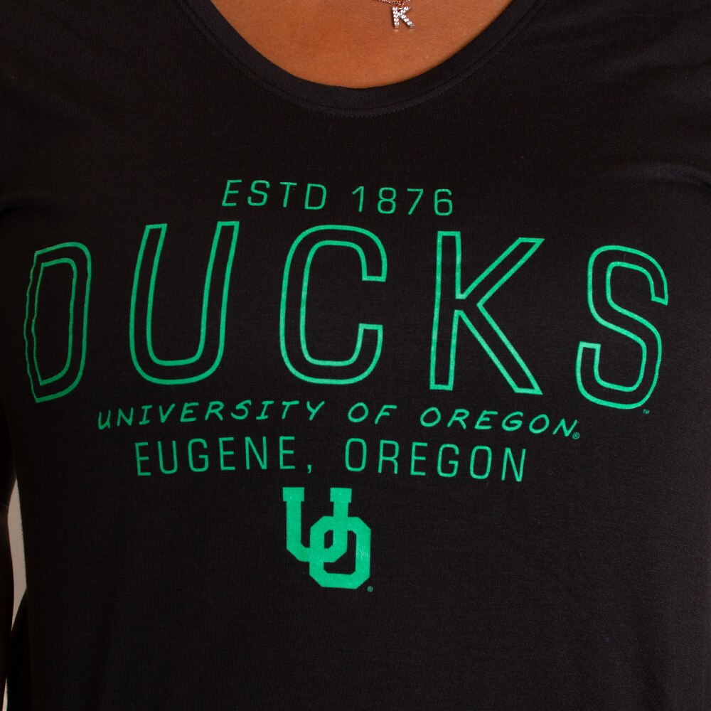 1876, League, Black, Crew Neck, Polyester Blend, Women, UO Ducks, Tri-Flex, Voop, T-Shirt, 813947